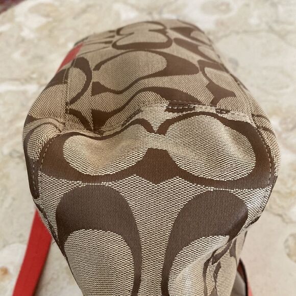 Coach Signature Canvas Shoulder Bag F19281 Brown & Salmon - Picture 11 of 13